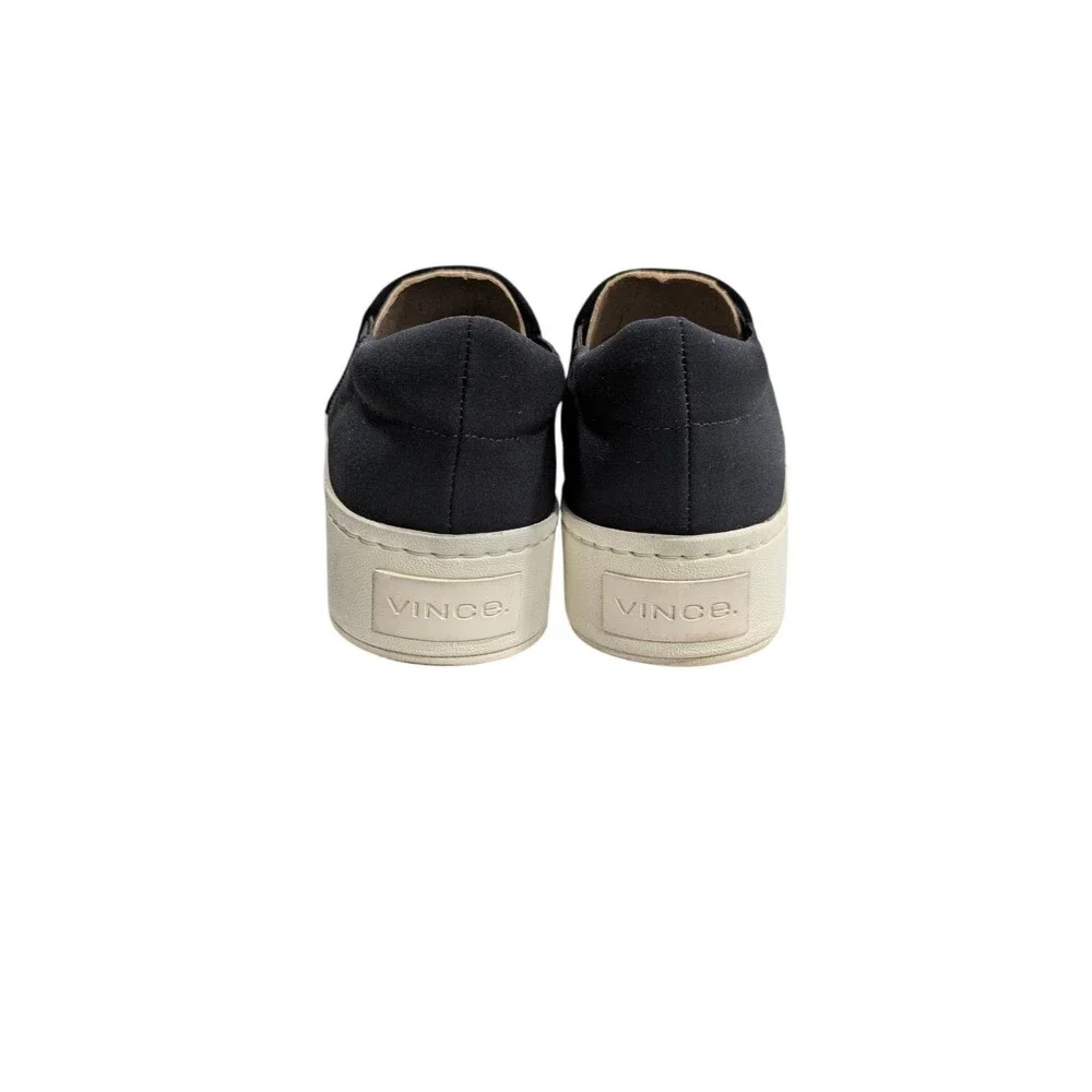 Vince Suede Warren Sneaker 7 M Black White Slip On Double Thick Rubber